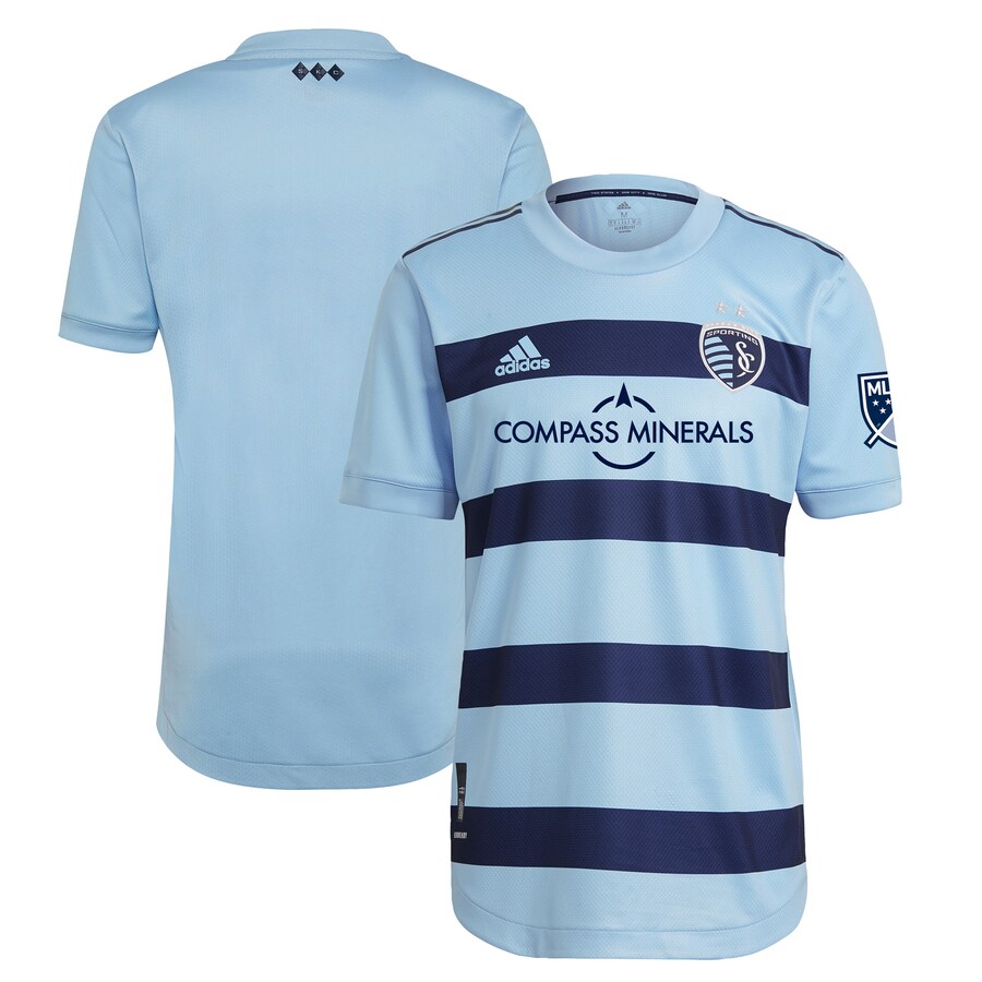 Men's Sporting Kansas City adidas Light Blue 2021 Primary Authentic Blank Jersey - Puhuasuan