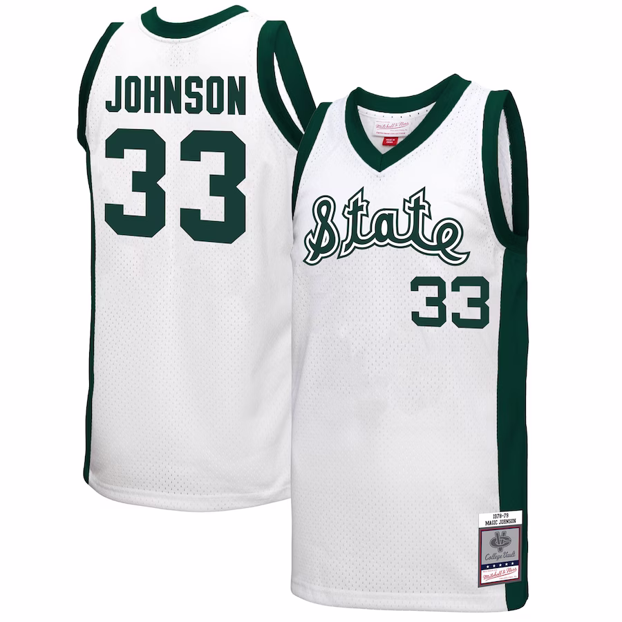 Magic Johnson Michigan State Spartans Mitchell & Ness 1978 Swingman Throwback Jersey - White - Puhuasuan