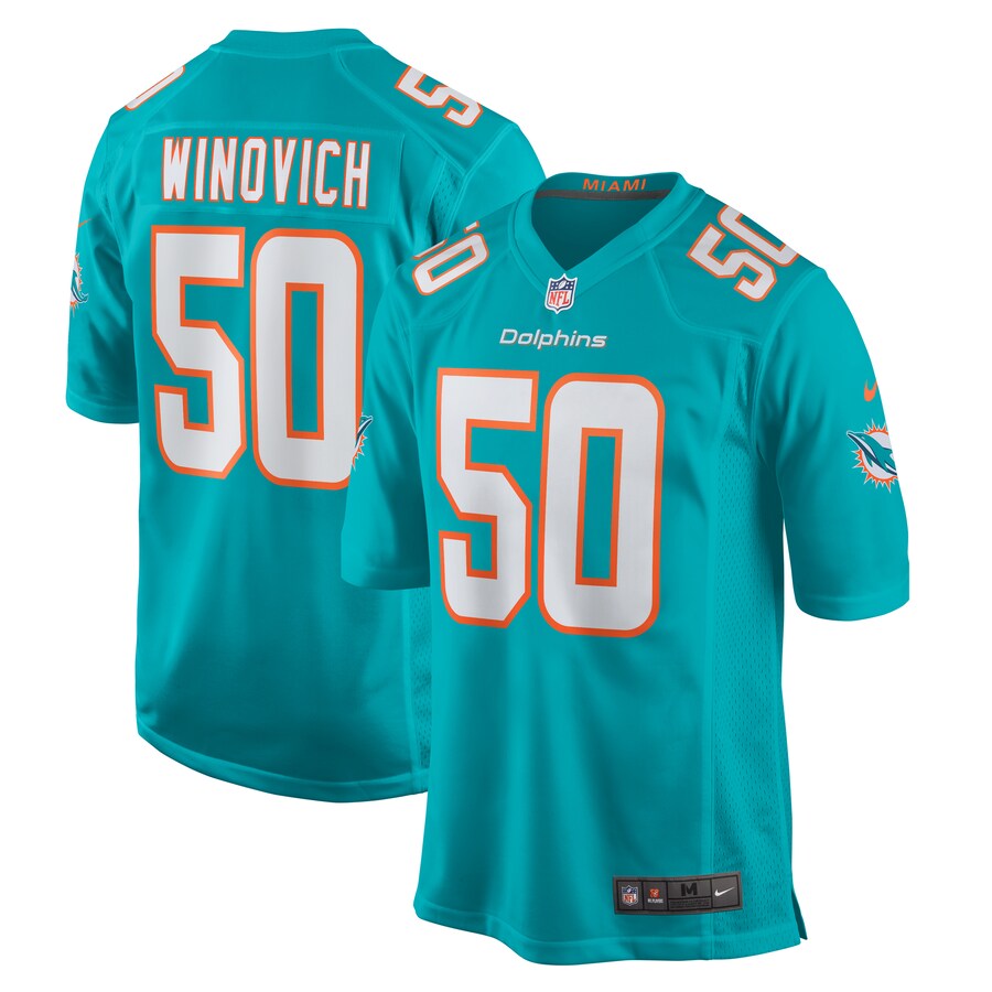 Men's Miami Dolphins Chase Winovich Nike  Aqua Team Game Jersey - Puhuasuan