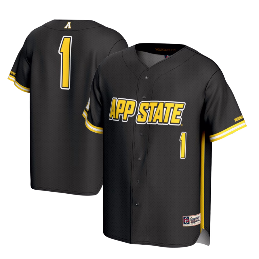 #1 Appalachian State Mountaineers GameDay Greats Youth Lightweight Baseball Fashion Jersey - Black - Puhuasuan