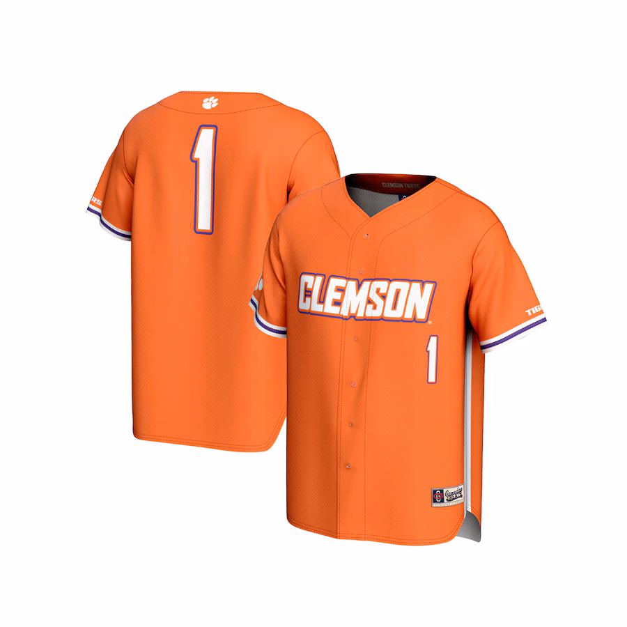 Unisex GameDay Greats  Orange #1 Clemson Tigers Lightweight Baseball Fashion Jersey - Puhuasuan