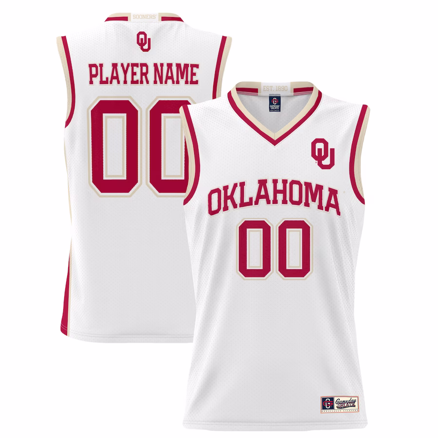 Oklahoma Sooners GameDay Greats Youth NIL Pick-A-Player Lightweight Basketball Jersey - White - Puhuasuan