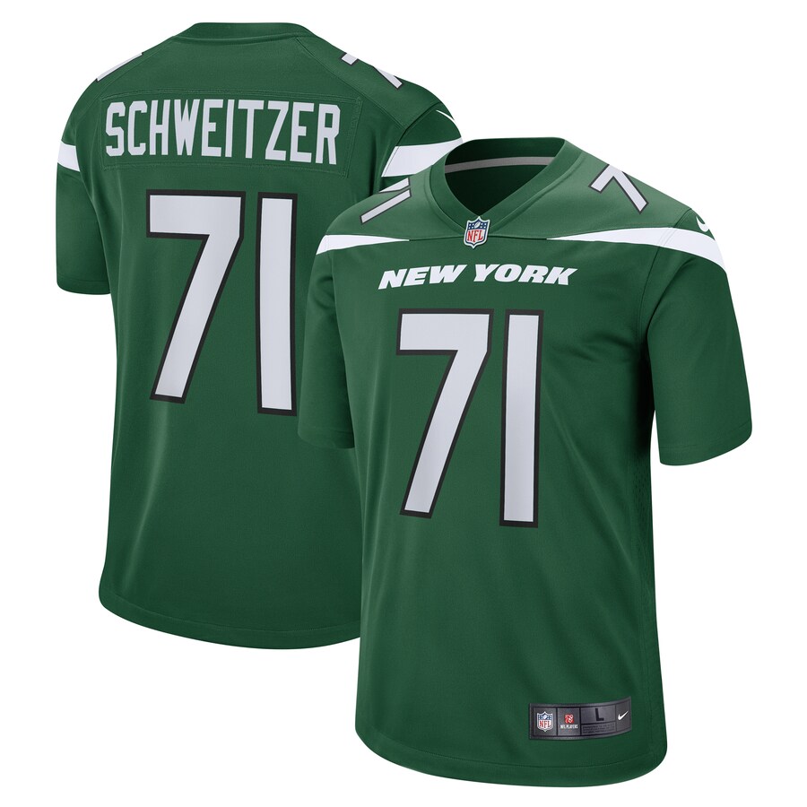 Men's New York Jets Wes Schweitzer Nike Green Game Jersey - Puhuasuan