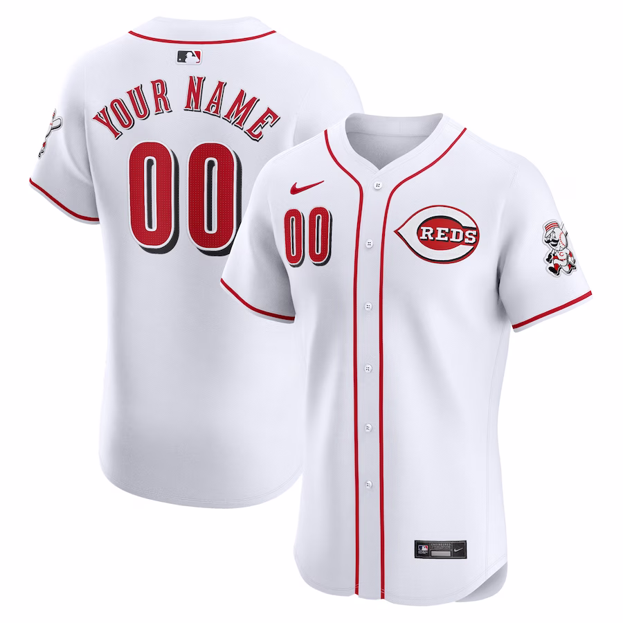 Men's Cincinnati Reds Nike White Home Elite Custom Jersey - Puhuasuan