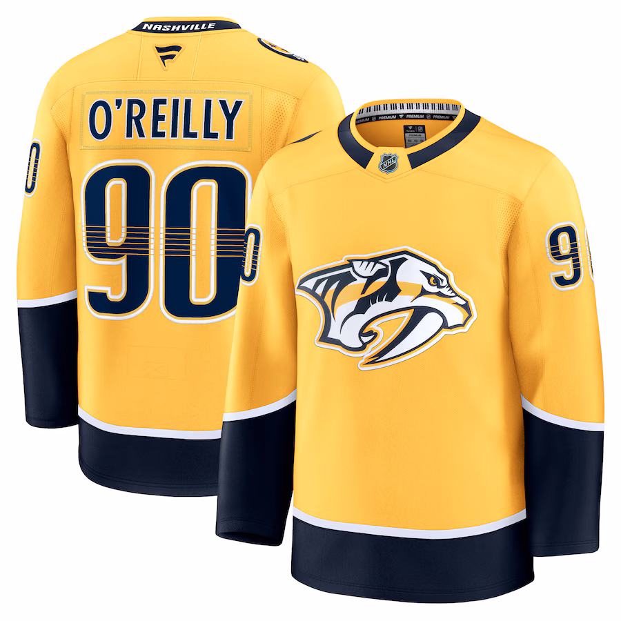 Men's Nashville Predators Ryan O'Reilly Fanatics Yellow Home Premium Jersey - Puhuasuan