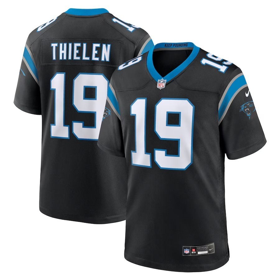 Men's Carolina Panthers Adam Thielen Nike Black Team Game Jersey - Puhuasuan