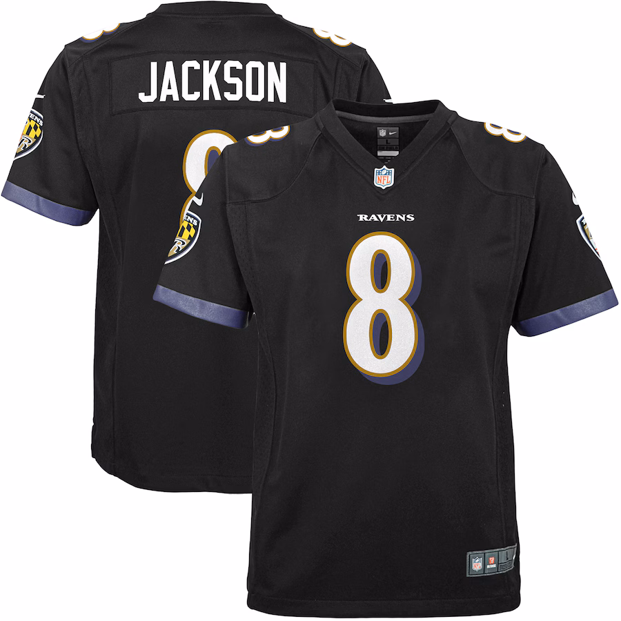 Youth Baltimore Ravens Lamar Jackson Nike Black Game Jersey - Puhuasuan