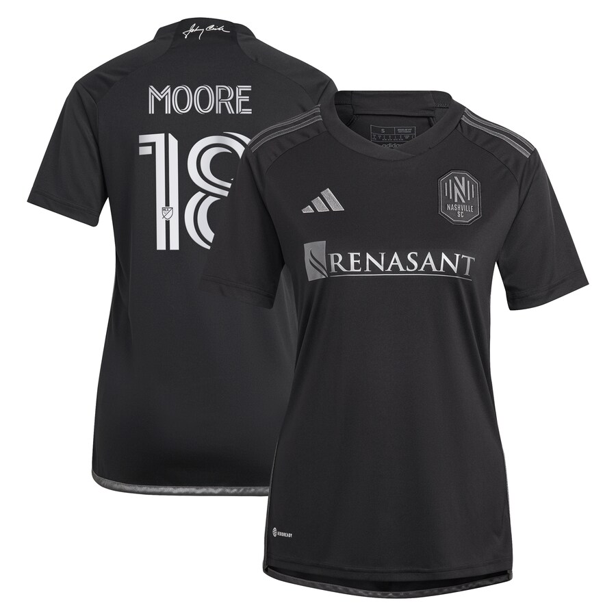 Women's Nashville SC Shaq Moore adidas Black 2023 Man In Black Kit Replica Player Jersey - Puhuasuan