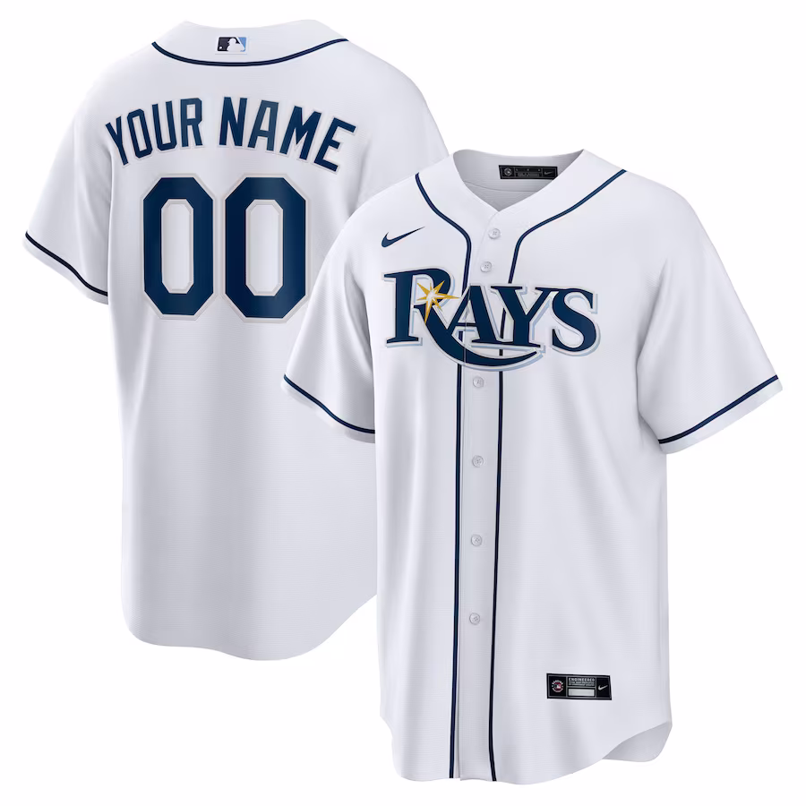Men's Tampa Bay Rays Nike White Home Replica Custom Jersey - Puhuasuan