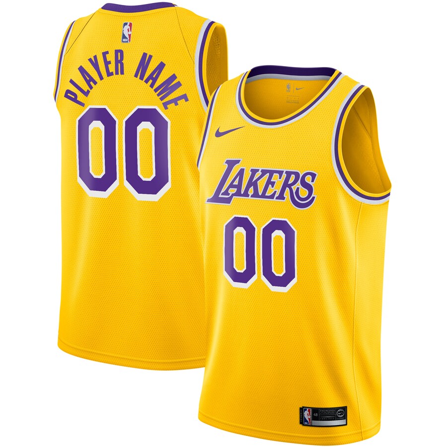 Men's Los Angeles Lakers Nike Gold 2020/21 Swingman Custom Jersey - Icon Edition - Puhuasuan
