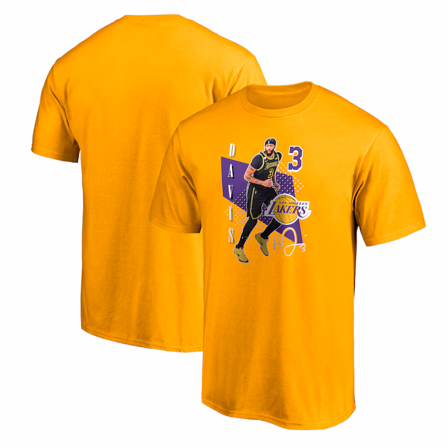 Men's Los Angeles Lakers Anthony Davis Fanatics Gold Pick & Roll T-Shirt - Puhuasuan