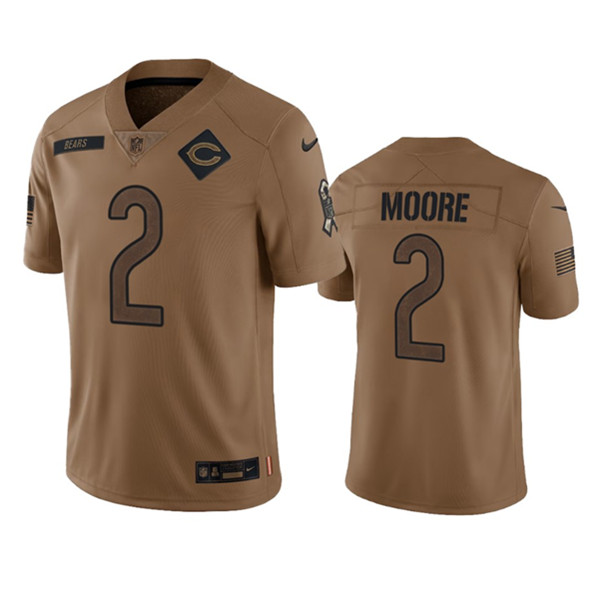 Men's Chicago Bears #2 DJ Moore 2023 Brown Salute To Service Limited Football Stitched Jersey - Puhuasuan