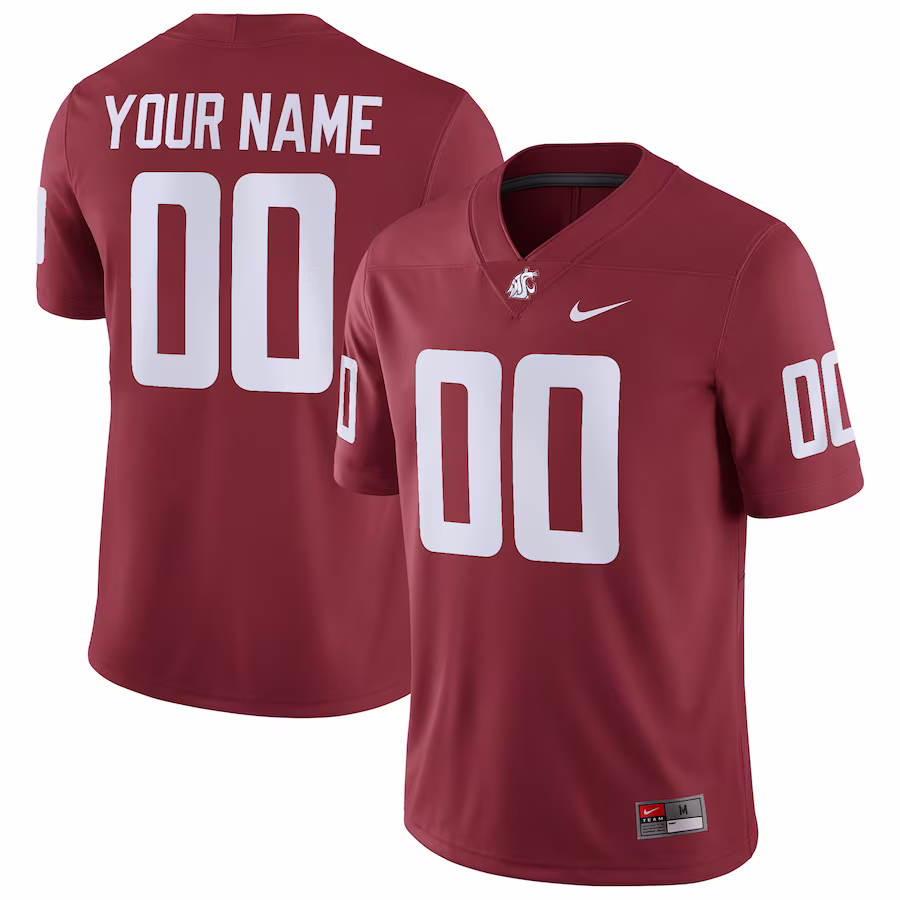 Washington State Cougars Nike Football Custom Game Jersey - Crimson - Puhuasuan