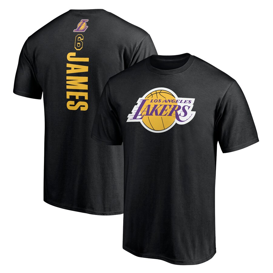 Men's Los Angeles Lakers LeBron James Black #6 Playmaker Name & Number T-Shirt - Puhuasuan