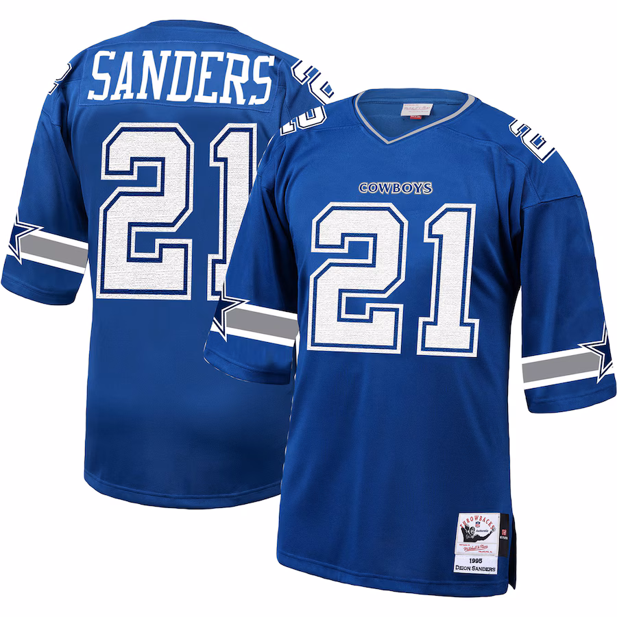 Men's Dallas Cowboys 1996 Deion Sanders Mitchell & Ness Royal Authentic Throwback Retired Player Jersey - Puhuasuan