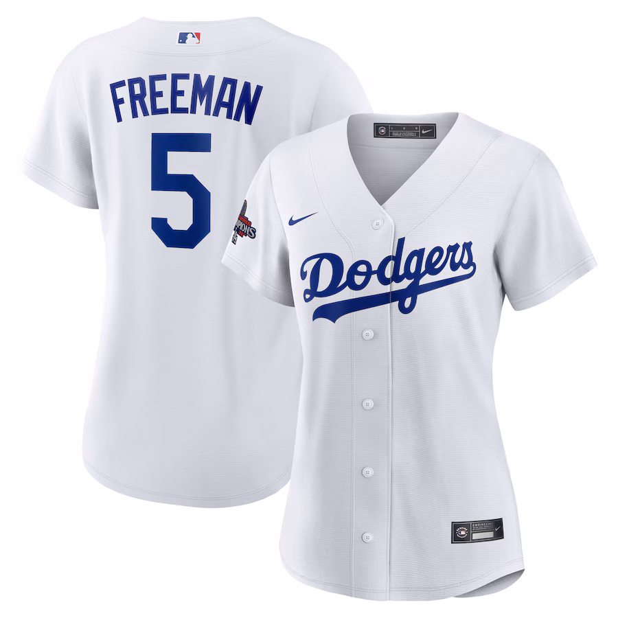 Women's Los Angeles Dodgers Freddie Freeman Nike White 2024 World Series Champions Home Replica Player Jersey - Puhuasuan
