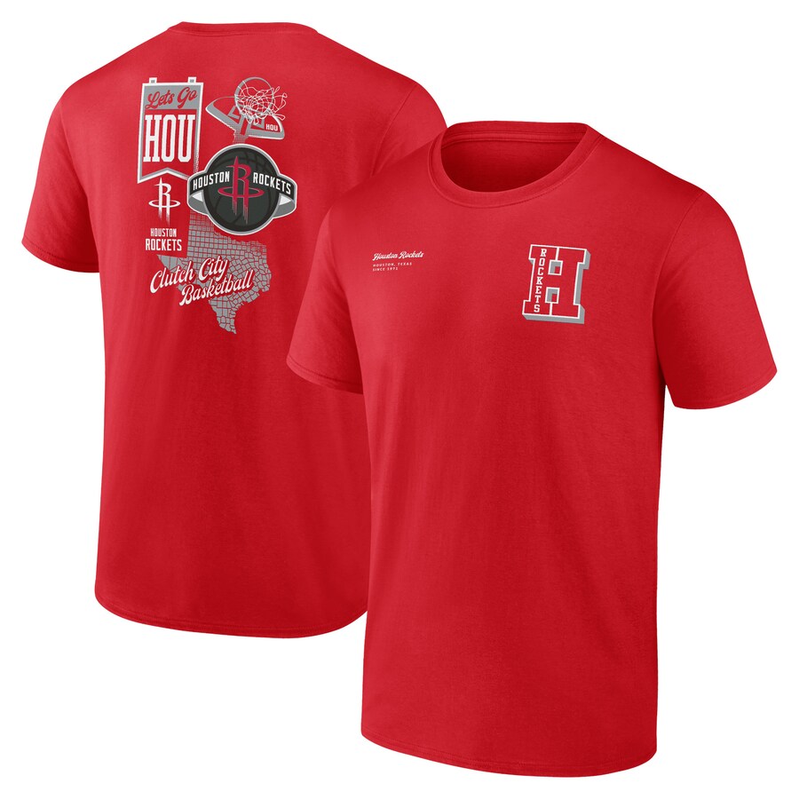 Men's Houston Rockets Red Split Zone T-Shirt - Puhuasuan