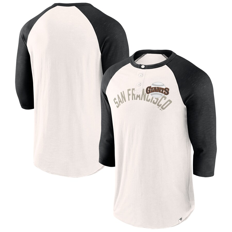 Men's San Francisco Giants Fanatics White/Black Backdoor Slider Raglan 3/4-Sleeve T-Shirt - Puhuasuan