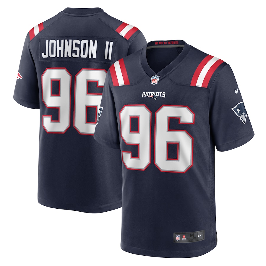 Men's New England Patriots Eric Johnson II Nike Navy Game Jersey - Puhuasuan