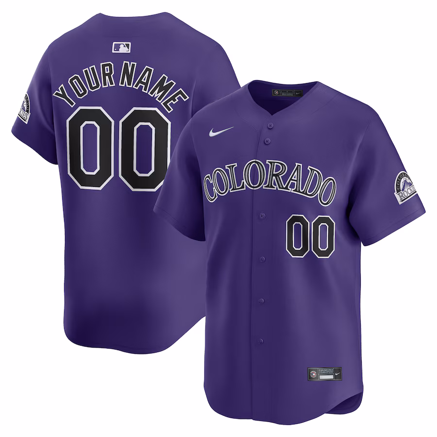Men's Colorado Rockies  Nike Purple  Alternate Limited Custom Jersey - Puhuasuan