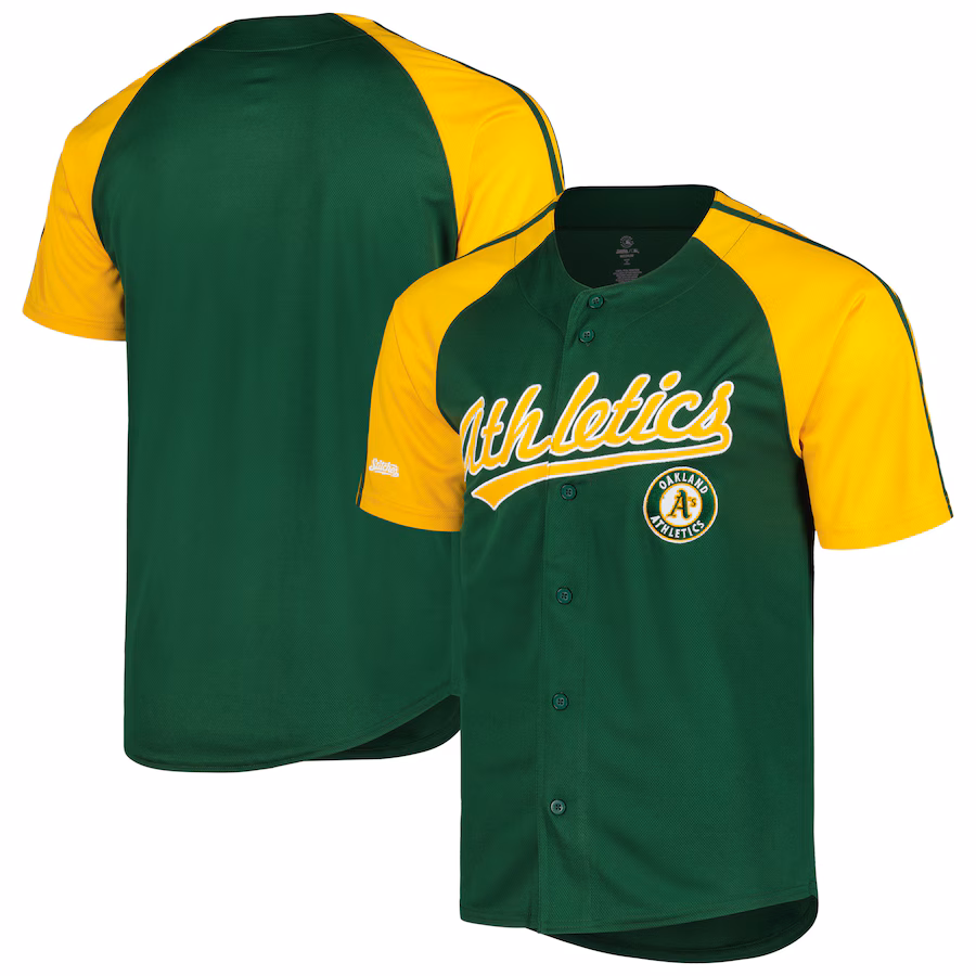 Men's  Oakland Athletics Stitches Green Team Raglan Jersey - Puhuasuan