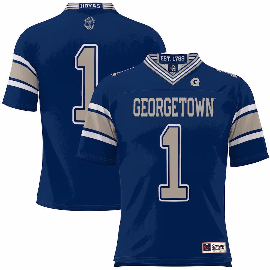 #1 Georgetown Hoyas GameDay Greats Football Jersey - Navy - Puhuasuan