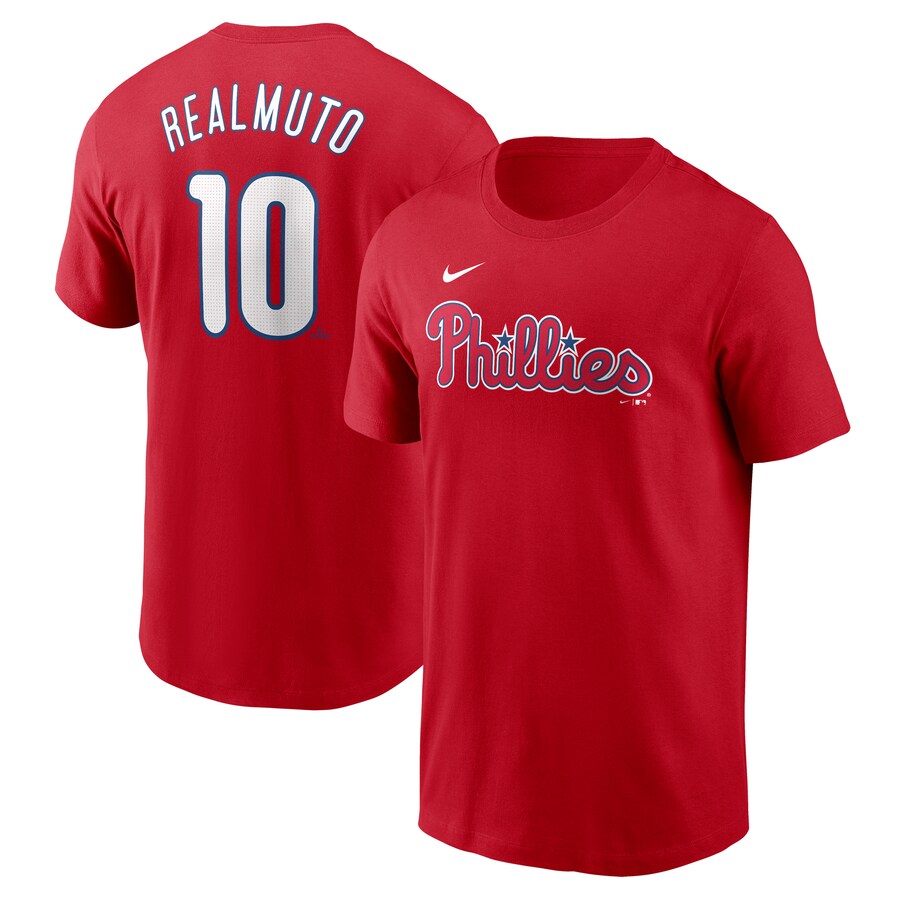Men's Philadelphia Phillies J.T. Realmuto Nike Red Fuse Name & Number T-Shirt - Puhuasuan