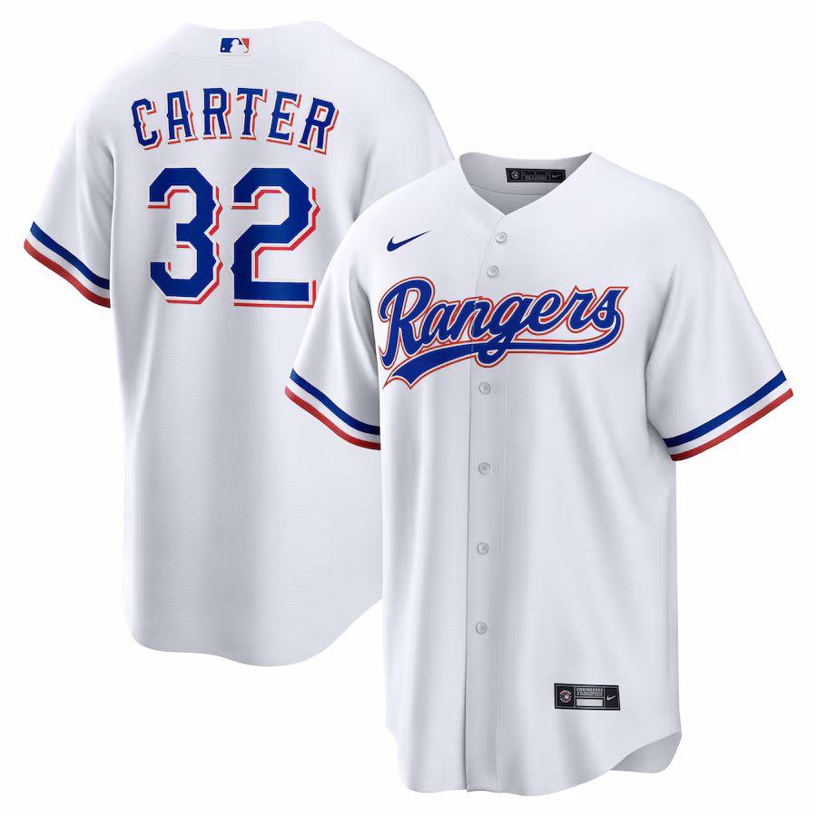 Men's Texas Rangers Evan Carter Nike White Home Replica Jersey - Puhuasuan