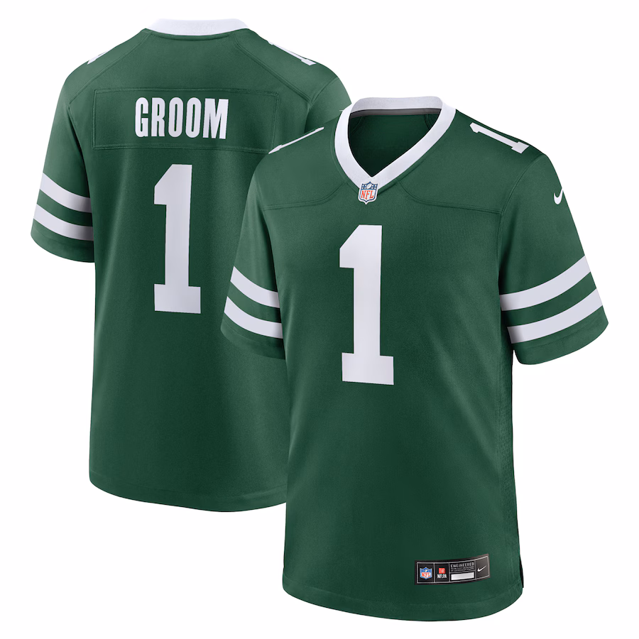 Men's New York Jets Number 1 Groom Nike Legacy Green Game Jersey - Puhuasuan
