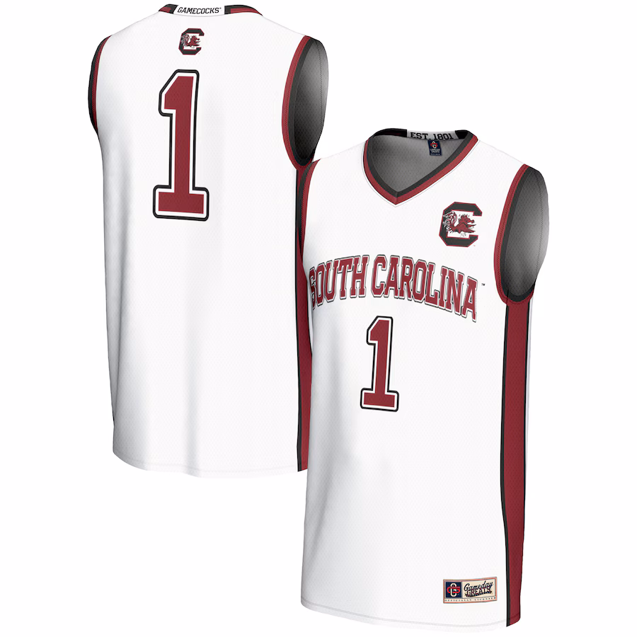 #1 South Carolina Gamecocks GameDay Greats Youth Lightweight Basketball Jersey - White - Puhuasuan