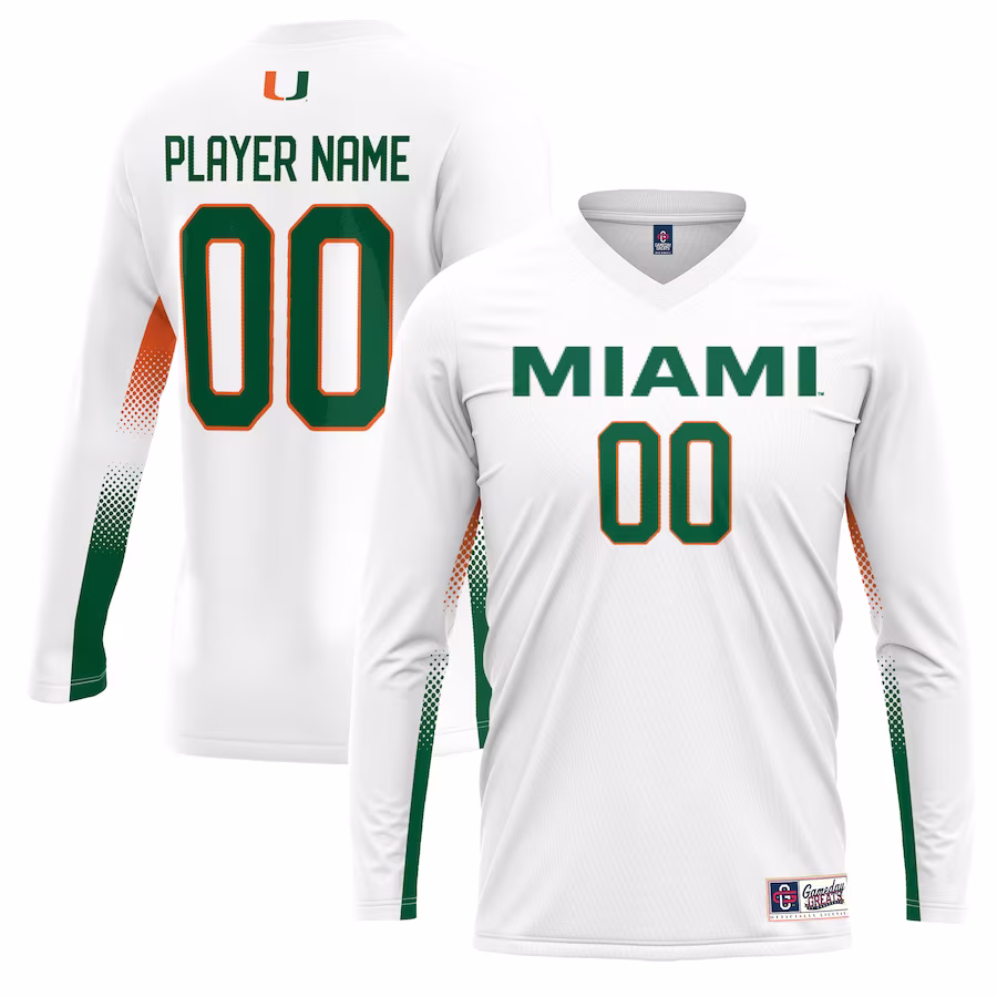 Miami Hurricanes GameDay Greats Youth NIL Lightweight Volleyball Jersey - White - Puhuasuan