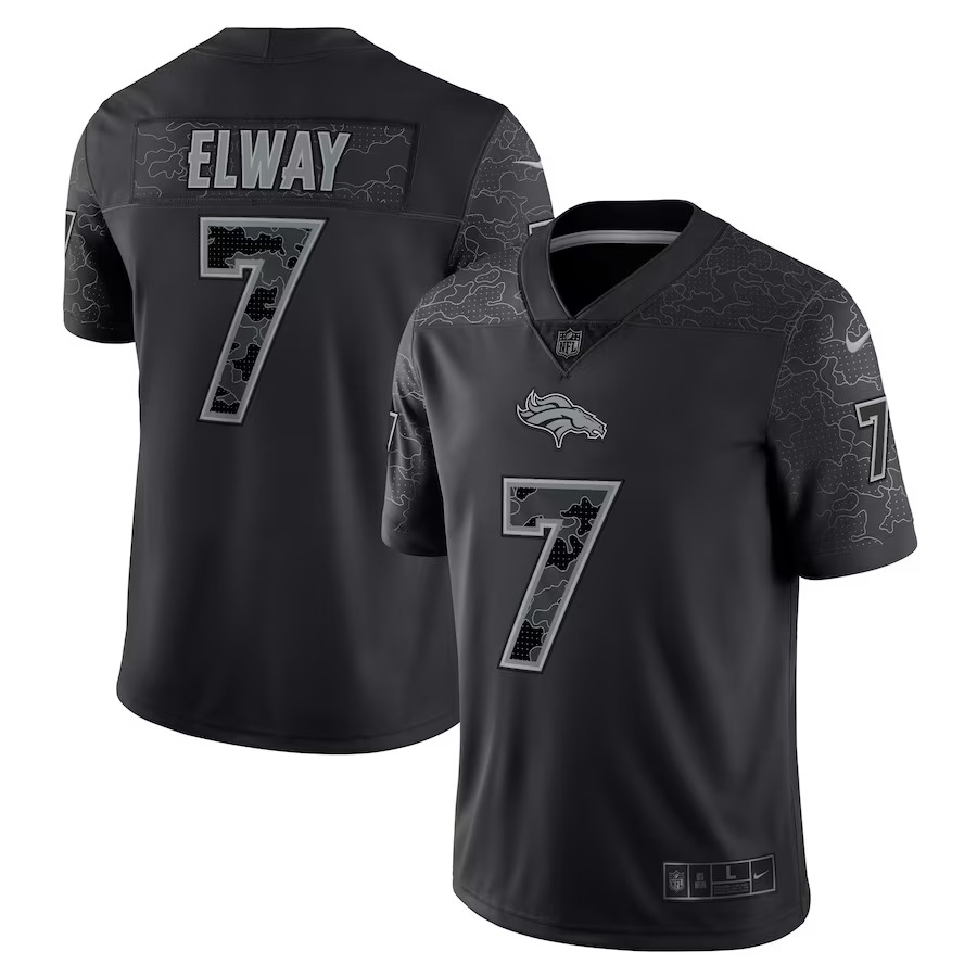 Men's Denver Broncos John Elway Nike Black Retired Player RFLCTV Limited Jersey - Puhuasuan