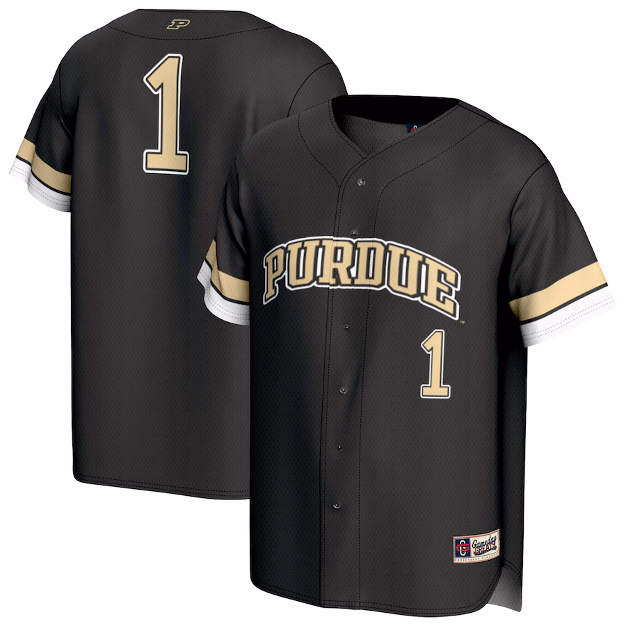Unisex GameDay Greats #1 Black Purdue Boilermakers Lightweight Collegiate Baseball Fashion Jersey - Puhuasuan