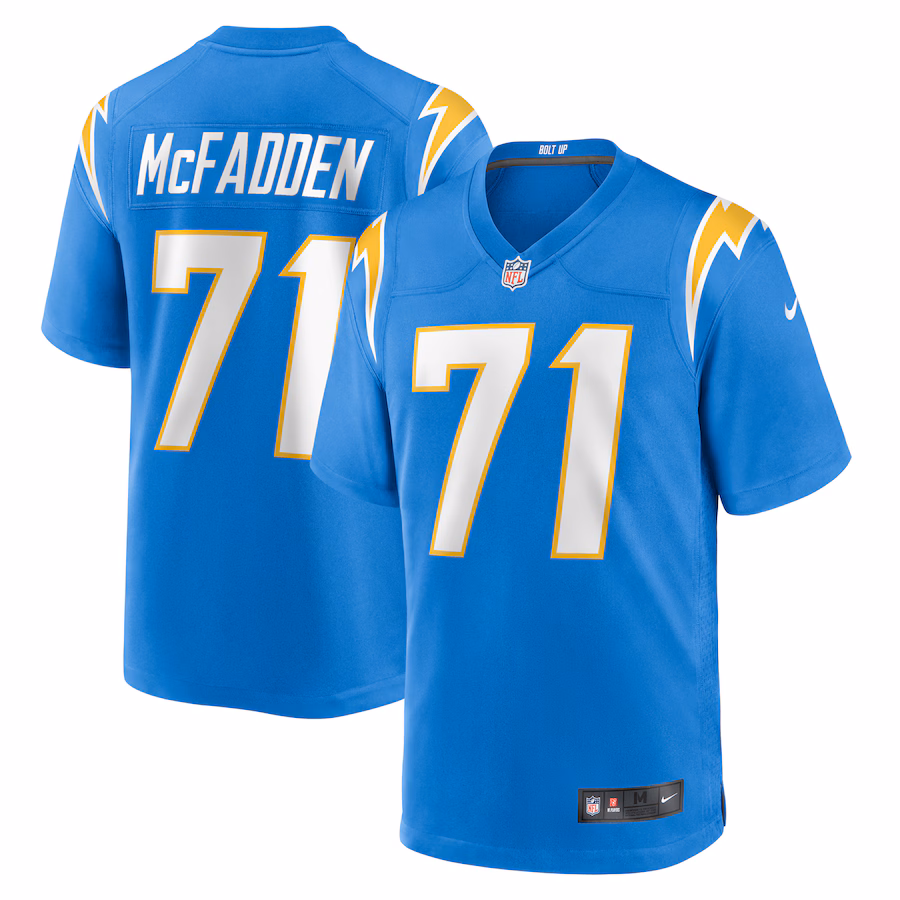Men's Los Angeles Chargers Jordan McFadden Nike Powder Blue Team Game Jersey - Puhuasuan