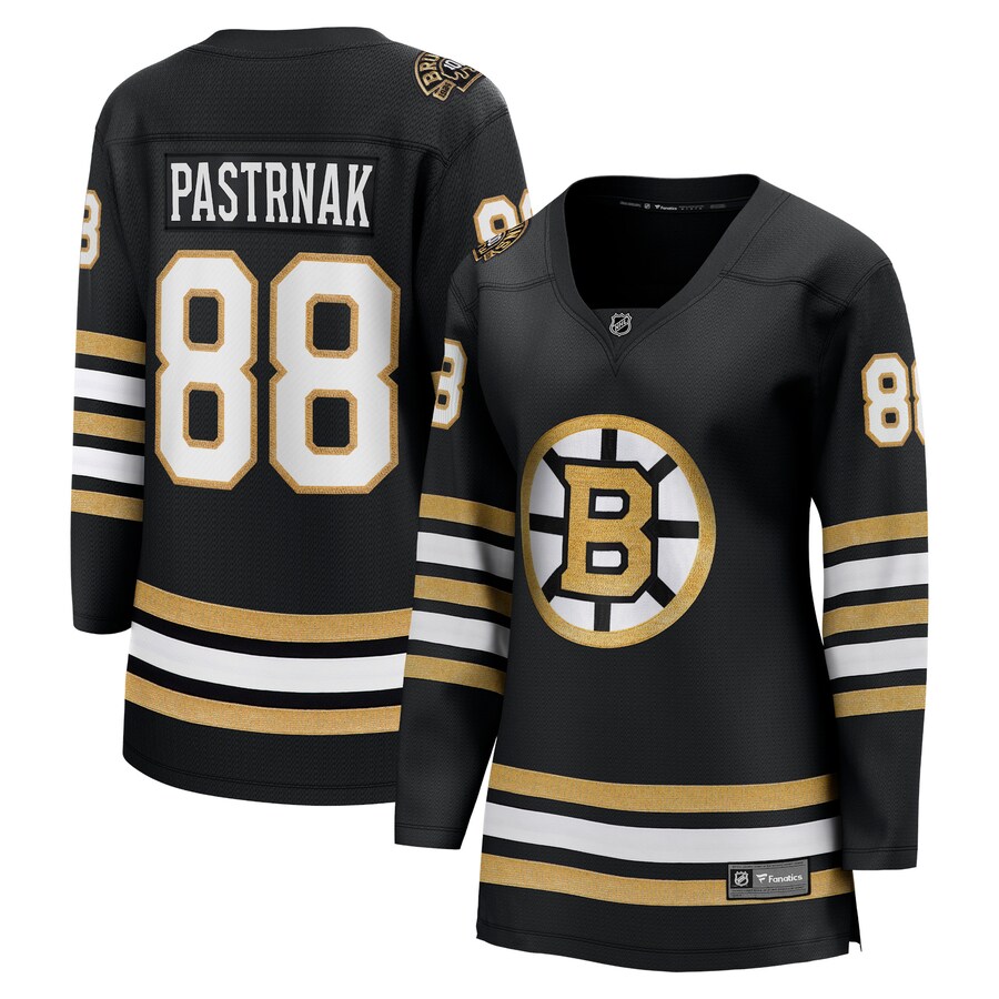 Women's Boston Bruins David Pastrnak Fanatics Branded Black 100th Anniversary Premier Breakaway Player Jersey - Puhuasuan