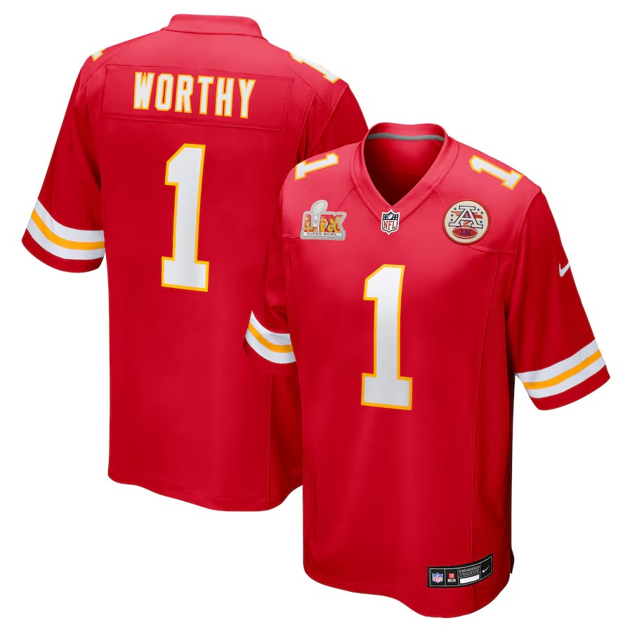 Men's Kansas City Chiefs Xavier Worthy Nike Red Super Bowl LIX Game Jersey - Puhuasuan
