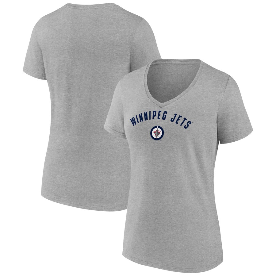 Women's Winnipeg Jets Fanatics Gray V-Neck T-Shirt - Puhuasuan