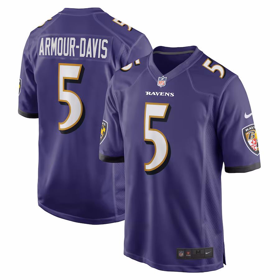 Men's Baltimore Ravens Jalyn Armour-Davis Nike Purple Game Player Jersey - Puhuasuan