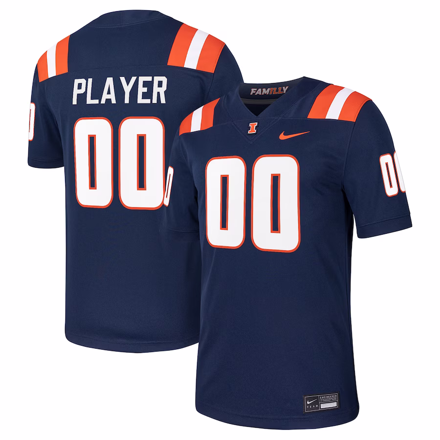 Illinois Fighting Illini Nike Pick-A-Player NIL Football Game Jersey - Navy - Puhuasuan