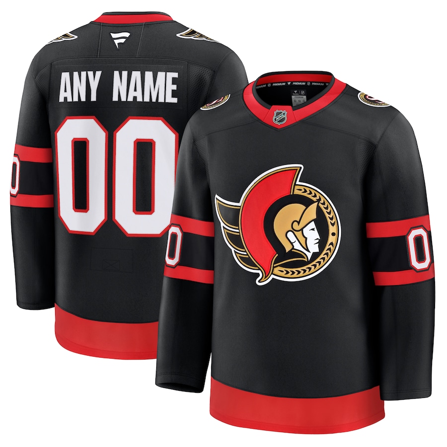 Men's Ottawa Senators Fanatics Black Home Premium Custom Jersey - Puhuasuan