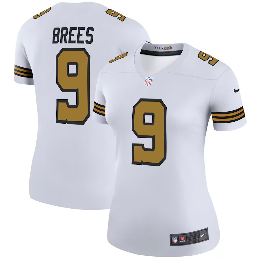 Women's New Orleans Saints Drew Brees Nike White Alternate Legend Player Performance Top - Puhuasuan