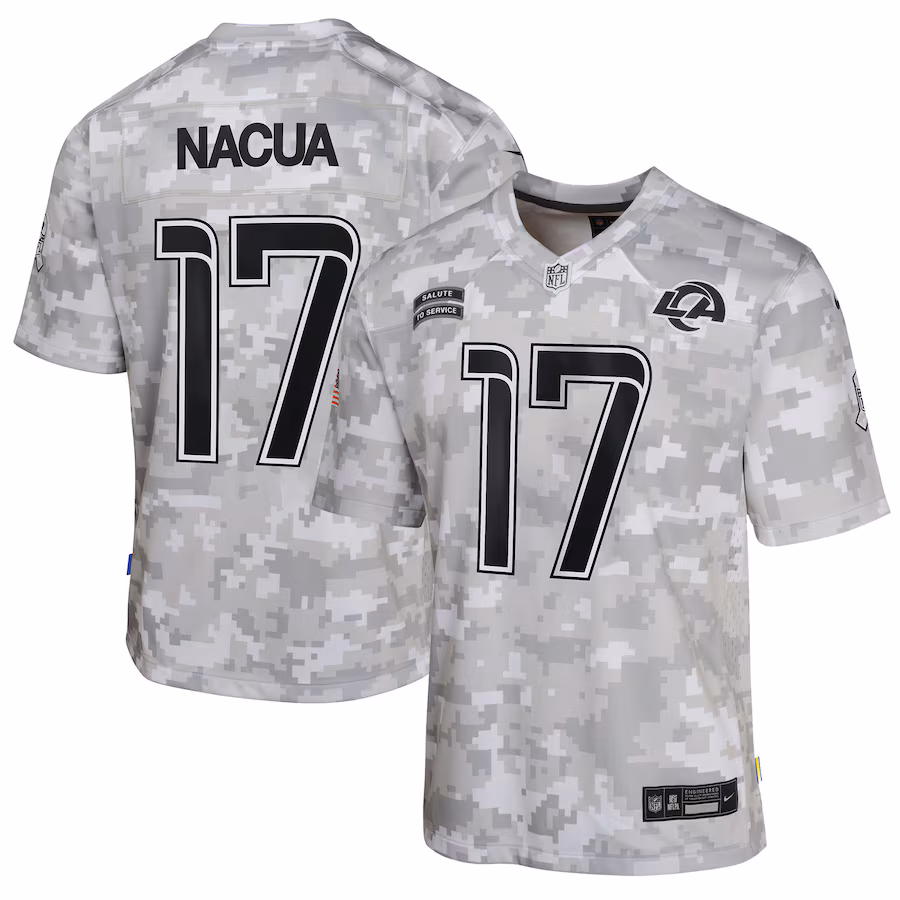 Youth Los Angeles Rams Puka Nacua Nike Arctic Camo 2024 Salute to Service Game Jersey - Puhuasuan