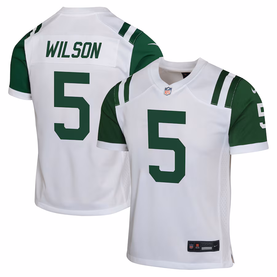 Youth New York Jets Garrett Wilson Nike White Classic Alternate Game Jersey - Puhuasuan