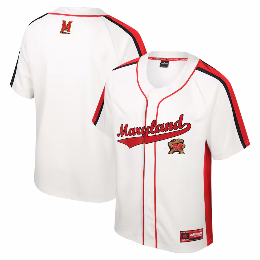 Men's Colosseum Cream Maryland Terrapins Ruth Button-Up Baseball Jersey - Puhuasuan