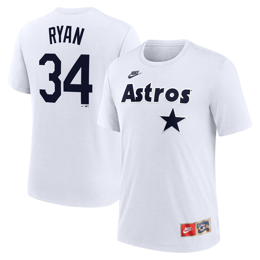 Men's Houston Astros Nolan Ryan Nike White Cooperstown Collection Name & Number Tri-Blend T-Shirt - Puhuasuan