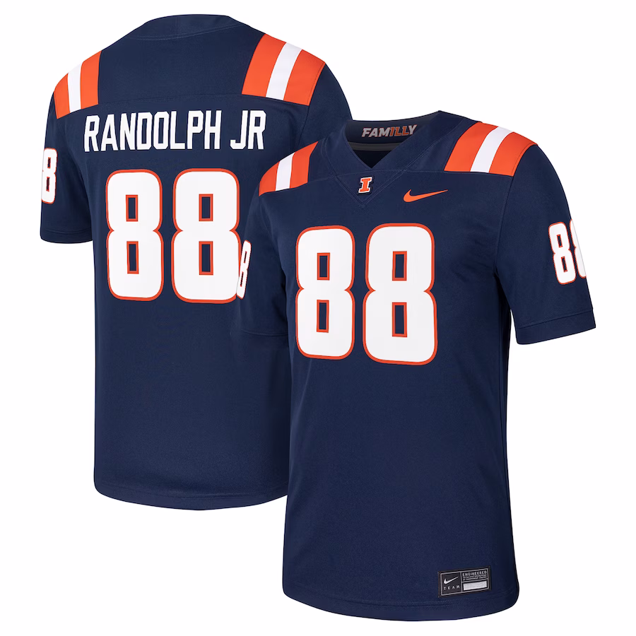 Keith Randolph Jr Illinois Fighting Illini Nike NIL Football Player Jersey - Navy - Puhuasuan