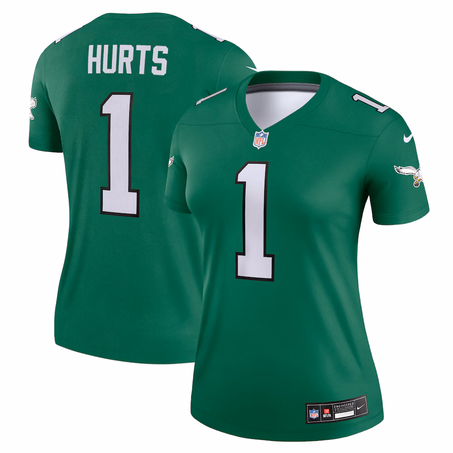 Women's Philadelphia Eagles Jalen Hurts Nike  Kelly Green Alternate Legend Player Performance Top - Puhuasuan