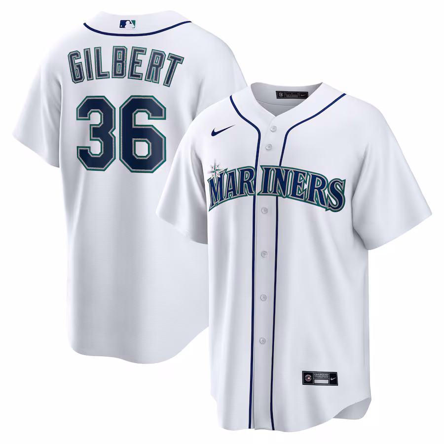 Men's Seattle Mariners Logan Gilbert Nike White Home Replica Jersey - Puhuasuan