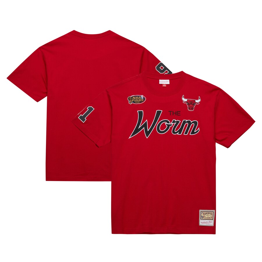 Men's Chicago Bulls Dennis Rodman Mitchell & Ness Red Premium Nickname T-Shirt - Puhuasuan