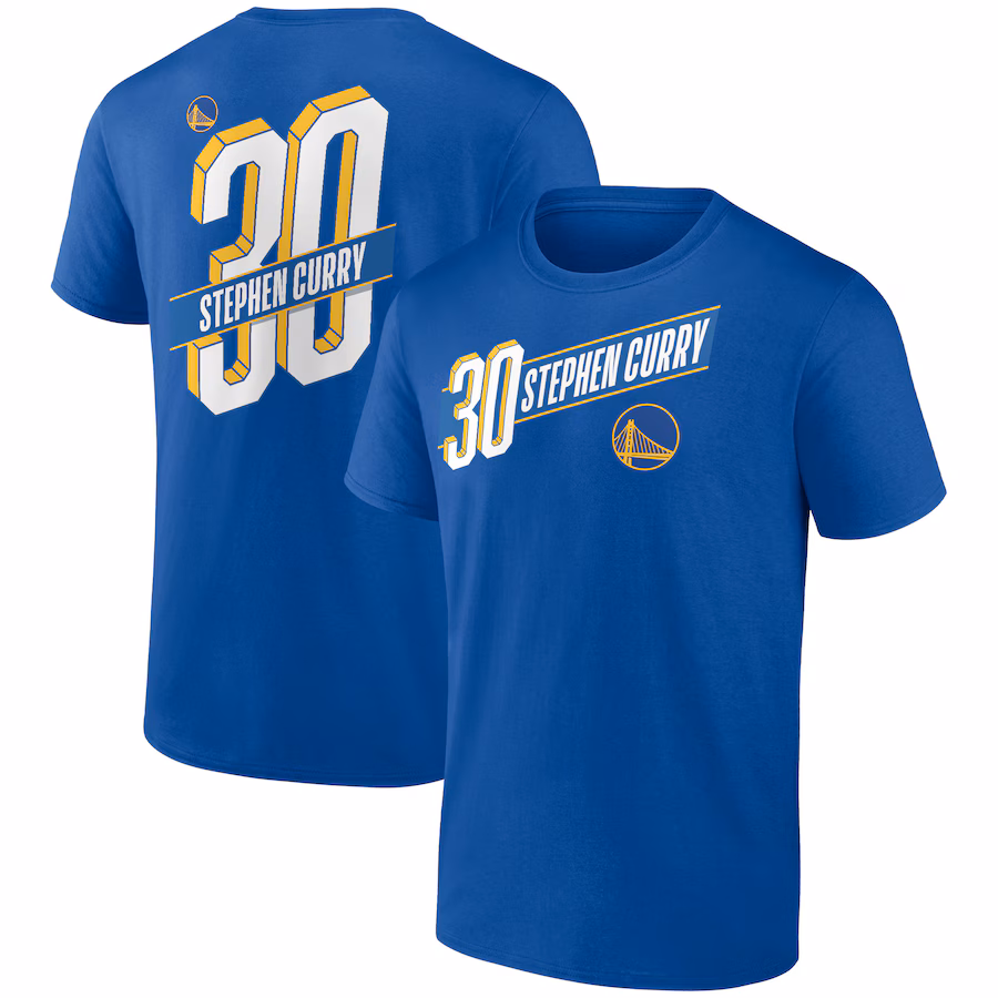 Men's Golden State Warriors Stephen Curry Royal Full-Court Press Name & Number T-Shirt - Puhuasuan